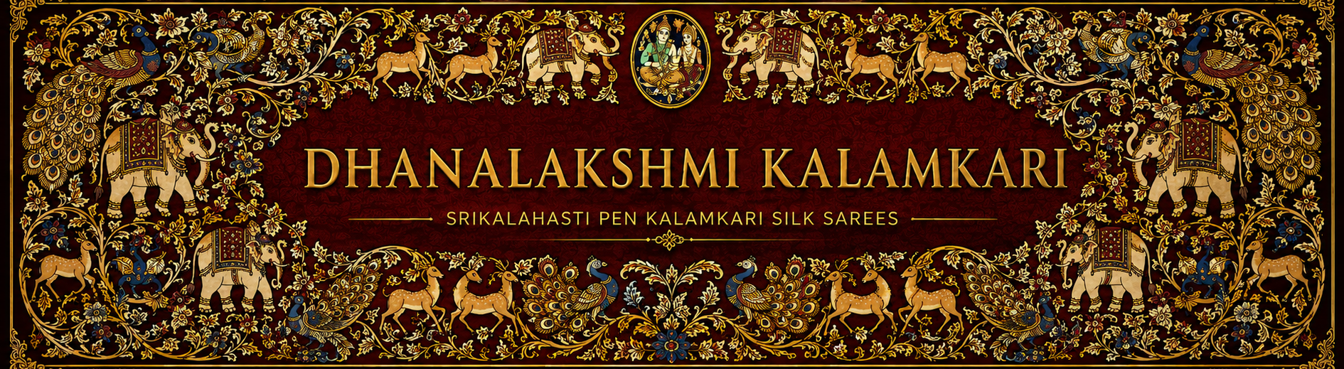 Dhanalakshmi Kalamkari — Srikalahasti Pen Kalamkari Silk Sarees Header Banner